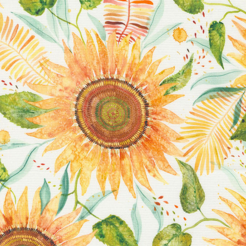 Moda Fabrics Floribunda Create Joy Project White Cloud Big Sunflowers