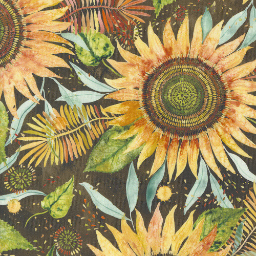 Moda Fabrics Floribunda Create Joy Project Brown Soil Big Sunflowers