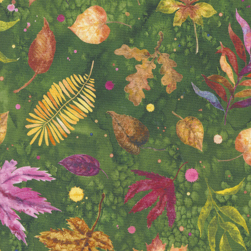 Moda Fabrics Floribunda Create Joy Project Dark Green Herb Tossed Leaves