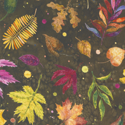 Moda Fabrics Floribunda Create Joy Project Brown Soil Tossed Leaves