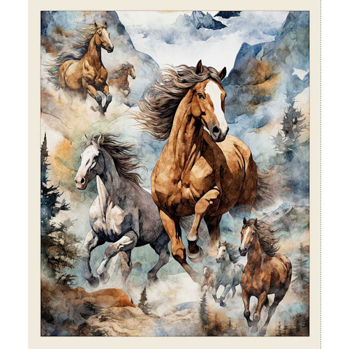 Quilting Treasures Fabrics Running Wild by Dan Morris Running Horses Panel 36