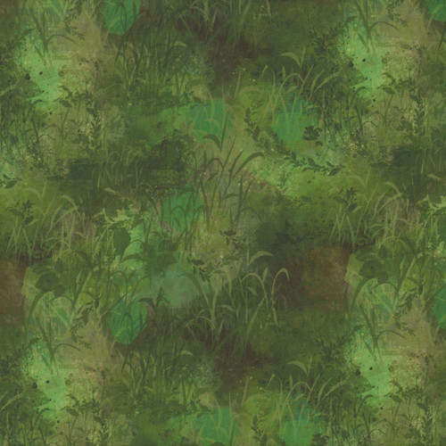 Clothworks Fabrics Midnight Dreams Melissa Polomisky Moss Green Grasses, scan