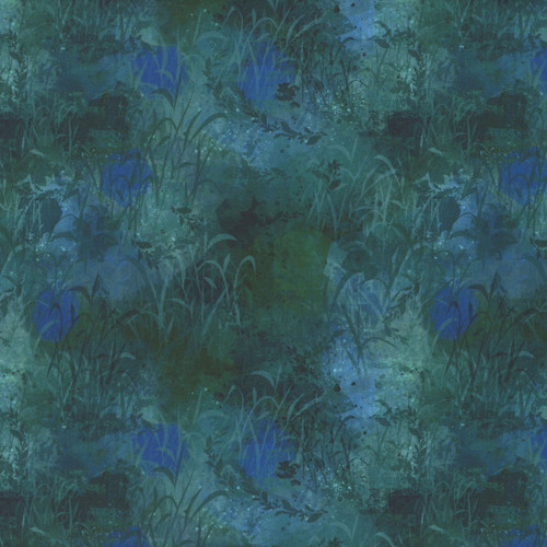 Clothworks Fabrics Midnight Dreams Melissa Polomisky Teal Green Grasses
