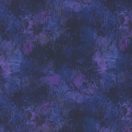 Clothworks Fabrics Midnight Dreams Melissa Polomisky Egpplant Purple Grasses, scan