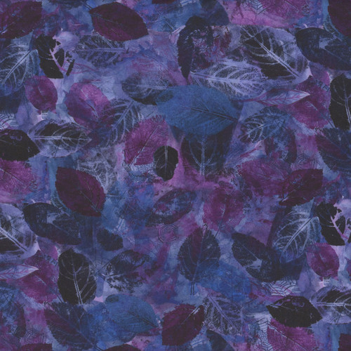 Clothworks Fabrics Midnight Dreams Melissa Polomisky Purple Pressed Leaves