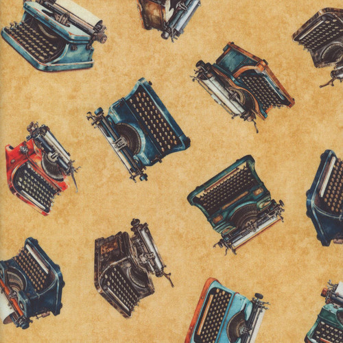 Quilting Treasures Fabrics Bookworm by Dan Morris Tan Typewriters