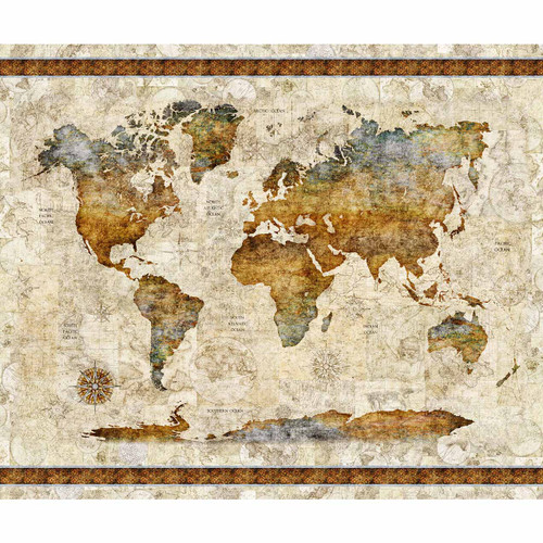 Quilting Treasures Fabrics Globetrotter by Dan Morris Vintage Map Panel 36