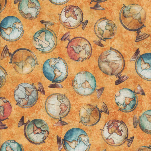 Quilting Treasures Fabrics Globetrotter by Dan Morris Orange Globes