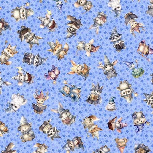 Quilting Treasures Fabrics Lil Wizards by Dan Morris Blue Tossed Wizards
