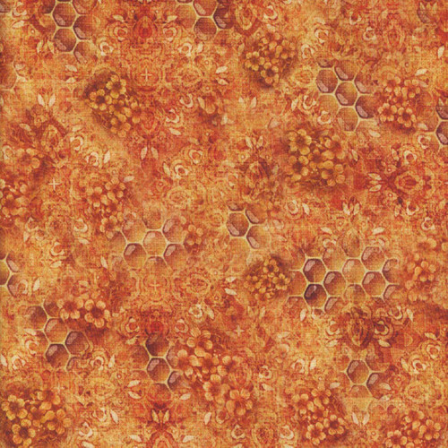 Quilting Treasures Fabrics Queen Bee by Dan Morris Orange Honeycomb