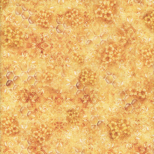 Quilting Treasures Fabrics Queen Bee by Dan Morris Yellow Honeycomb