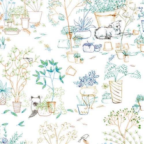 Clothworks Fabrics What Friends Are For by Anita Jeram Multi Linework