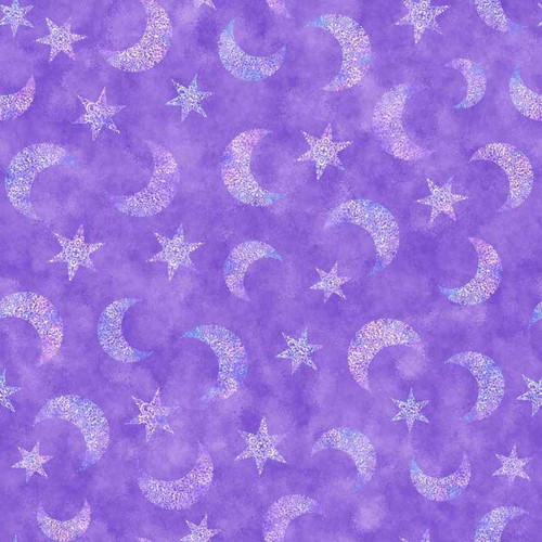 Quilting Treasures Fabrics Oh the Places Dan Morris Purple Moon and Stars, digital sample