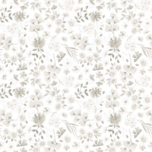 Quilting Treasures Fabrics Home Sweet Home Dan Morris Cream Grey Flowers
