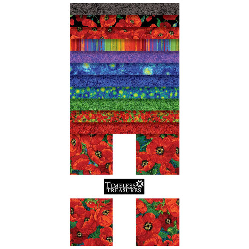 Timeless Treasures Fabrics Poppy Dreams Poppy Layer Cake Ten Inch Squares