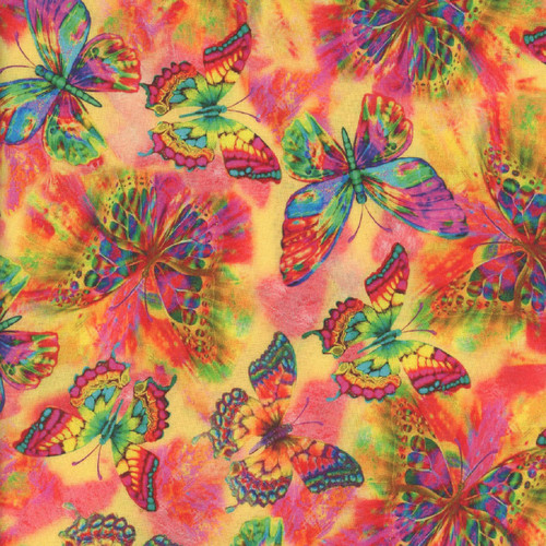 Timeless Treasures Fabrics Electric Electric Flying Electric Butterflies