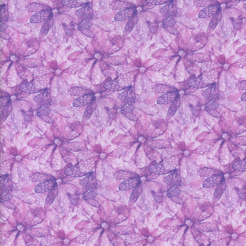 Timeless Treasures Fabrics Dragonfly Illusion Purple Floral Texture