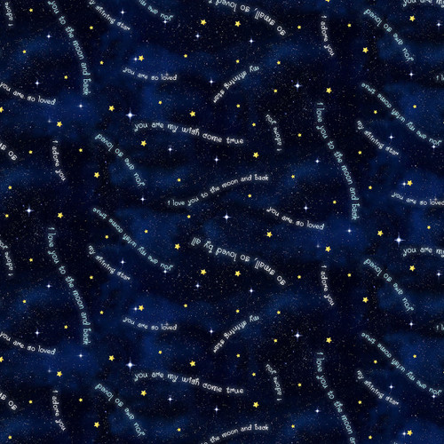 Timeless Treasures Fabrics Owl Always Love You Navy Words In The Sky