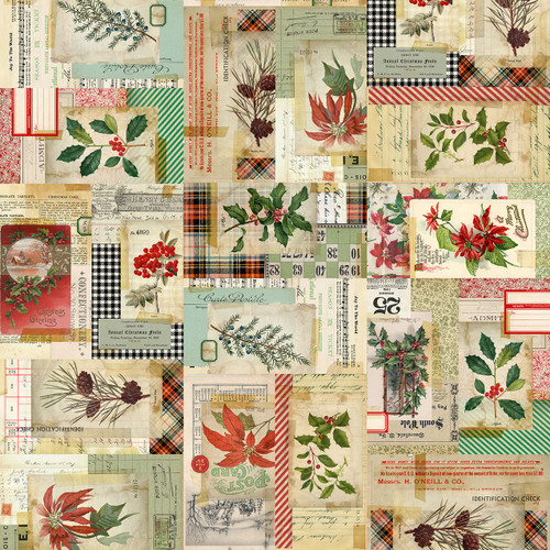 FreeSpirit Holidays Past from Tim Holtz 108 Inch Wide Quilt Backing Multi Christmas Motif Collage-1