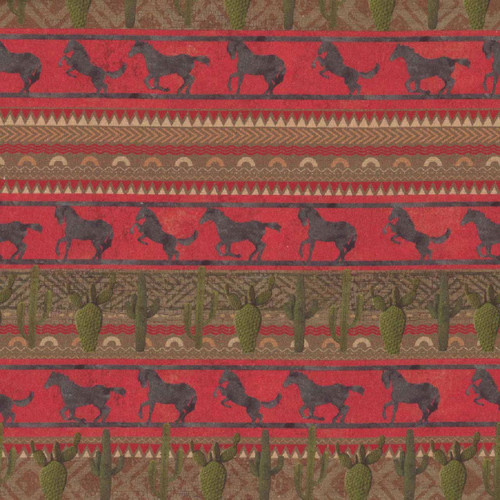 3 Wishes Fabrics Hold Your Horses Beth Albert Red Giddy Up Stripe