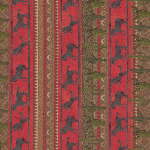 3 Wishes Fabrics Hold Your Horses Beth Albert Red Giddy Up Stripe
