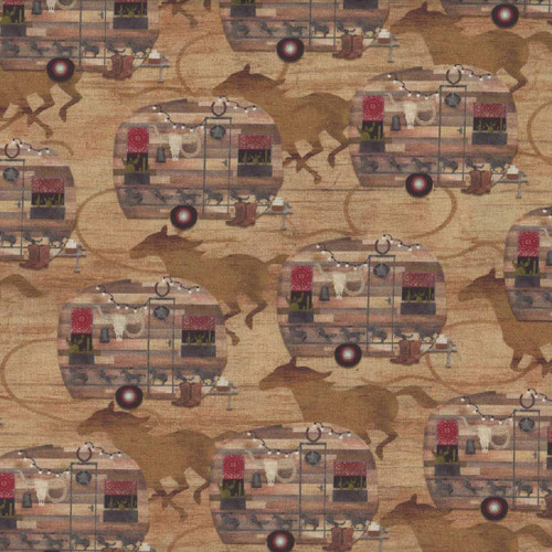 3 Wishes Fabrics Hold Your Horses Beth Albert Tan Camper Corral