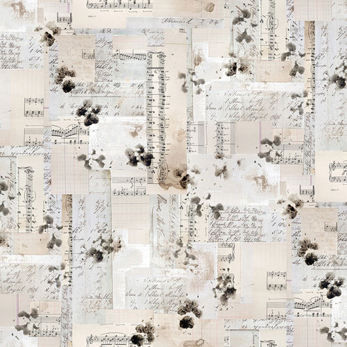 Clothworks Fabrics Best Friends by Lexi Grenzer Light Taupe Dog Paw Prints Music