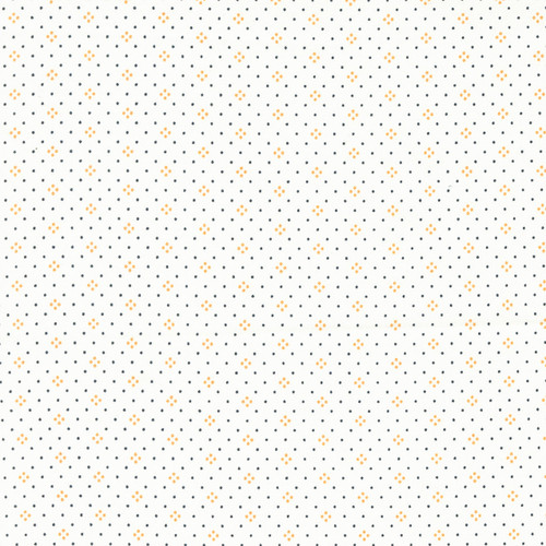 Moda Fabrics Denim Daisies by Fig Tree Company Dotted Eyelet Ivory (Cream) Pumpkin (Orange)