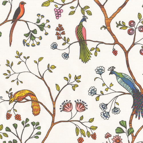 Hamilton Fabrics Birdsong Multi Peacocks Exotic Birds Fruit Tree