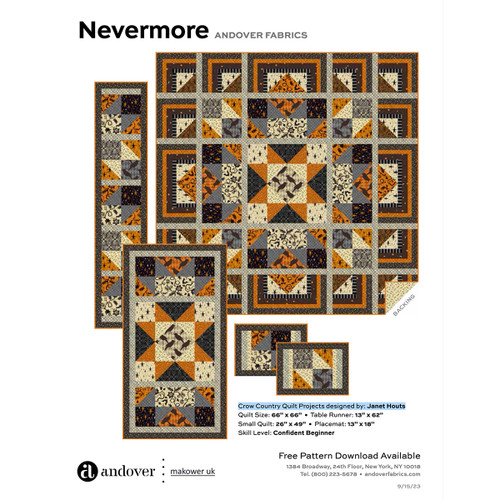 Andover Fabrics Nevermore Halloween Free Quilt Pattern