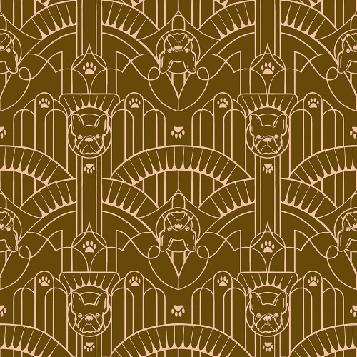 Moda Fabrics Dog Park Ruby Star Society Art Deco French Bulldogs Cocoa