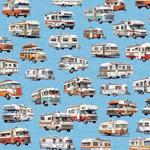 Quilting Treasures Fabrics On The Road Again Dan Morris Blue RV Toss