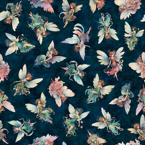 Quilting Treasures Fabrics Enchanted Dan Morris Midnight Flower Fairies