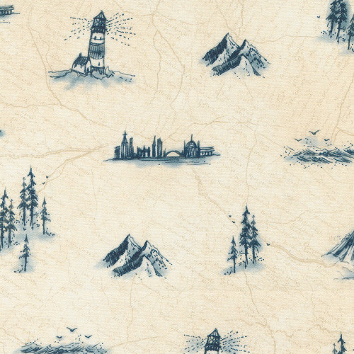 Moda Fabrics Longshore Janet Clare Cream Bucket List Flag