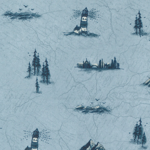 Moda Fabrics Longshore Janet Clare Blue Bucket List Day