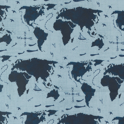 Moda Fabrics Longshore Janet Clare Blue Seafarers Way Day