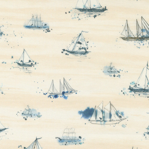 Moda Fabrics Longshore Janet Clare Cream Marine Flag