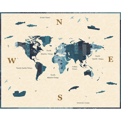 Moda Fabrics Longshore Janet Clare Cream Newton Panel Flag