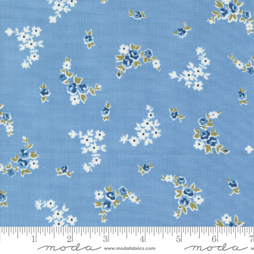 Moda Fabrics Grand Haven Minick & Simpson Light Blue Rose Spray