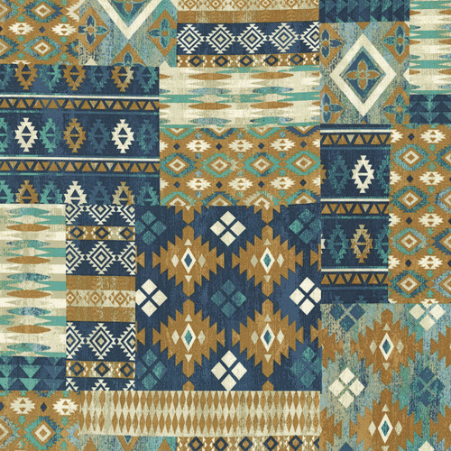Moda Fabrics Saddle Ranch Saddleblanket Patchwork Multi Blue Brown