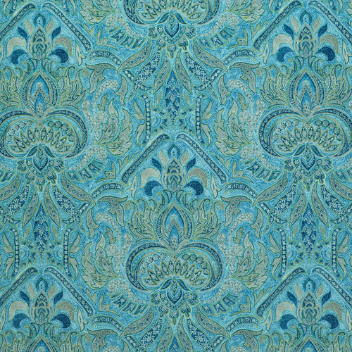 P Kaufmann Fabrics Riad Paisley Chambray Blue Paisley Medallion Printed Velvet