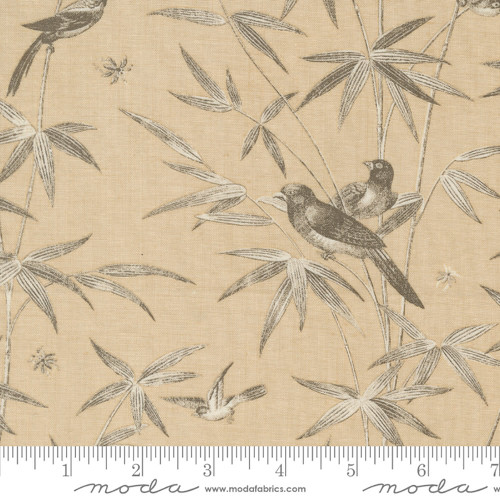 Moda Fabrics Rouenneries Trois French General Charmant Birds in Bamboo Oyster Cream