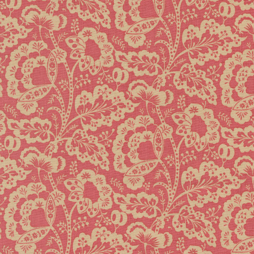 Moda Fabrics Rouenneries Trois French General Jolie Flowers and Foliage Faded Red