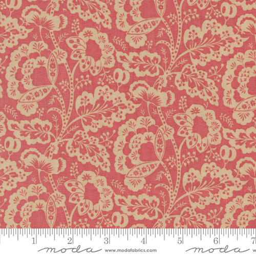 Moda Fabrics Rouenneries Trois French General Jolie Flowers and Foliage Faded Red