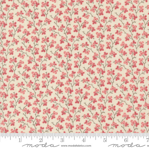 Moda Fabrics Rouenneries Trois French General Bijou Cherry Blooms Pearl Red