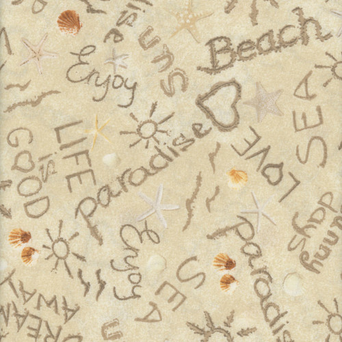 Brown Sand Writing On Sand Beach Dreams by Timeless Treasures Fabrics