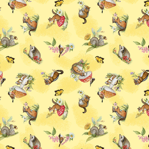 Wilmington Prints Gnome-Grown Susan Winget Critter Toss Yellow