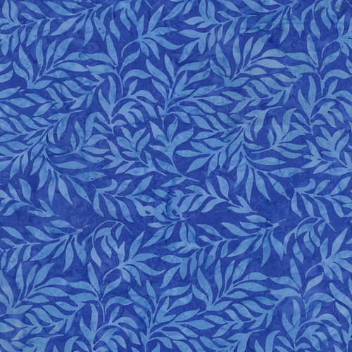 Timeless Treasures Fabrics Bluebell Tonga Batiks Cobalt Soothing Leaves