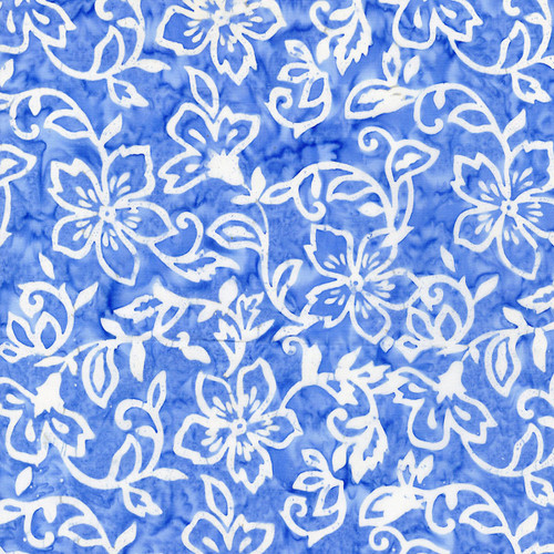 Timeless Treasures Fabrics Bluebell Tonga Batiks Delft Whimsey Flower