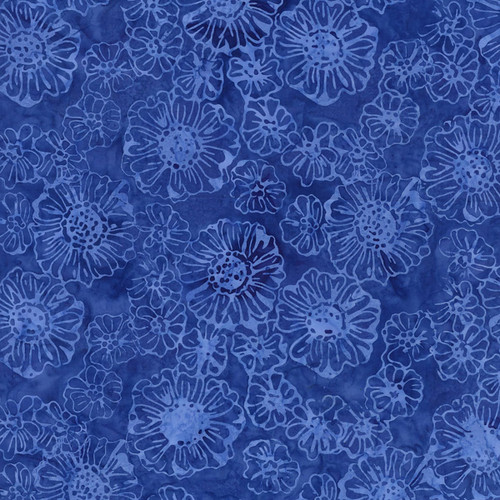Timeless Treasures Fabrics Bluebell Tonga Batiks Royal Calendula Floral